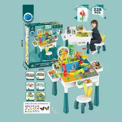 Столик з конструктором HX 839-85 B (6) висота 50см, 228 деталей, стільчик висотою 42см, ігрові фігурки, оглядове колесо, в коробці Столик з конструктором HX 839-85 B (6) висота 50см, 228 деталей, стільчик висотою 42см, ігрові фігурки, оглядове колесо, в коробці