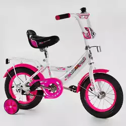 Велосипед 12" дюймов 2-х колёсный MAXXPRO-N12-5 (1) ножной тормоз, звоночек, сидение с ручкой, доп. колеса, багажник, СОБРАННЫЙ НА 75, в коробке