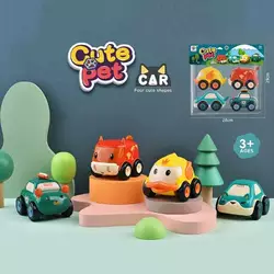 Набір машин 681 A (60/2) 4 шт, кумедні тваринки, інерція,  в пакеті Набір машин 681 A (60/2) 4 шт, кумедні тваринки, інерція,  в пакеті