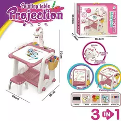 Столик ігровий з проєктором YM 58 (6) підсвічування, звук, маркери, губка, 3 диски, стільчик, дошка для малювання, в коробці Столик ігровий з проєктором YM 58 (6) підсвічування, звук, маркери, губка, 3 диски, стільчик, дошка для малювання, в коробці