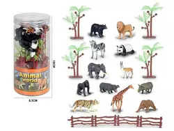 Набір тварин 88-48 (144) "Дикі тварини", 12 фігурок, декорації, у тубі Набір тварин 88-48 (144) "Дикі тварини", 12 фігурок, декорації, у тубі