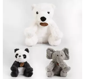 Мягкая игрушка D 34611 (200) “Слон, Панда, Медведь”, 3 вида, 25см