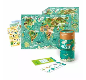 гр Пазл та гра "Тварини Світу" картонні (3-4 роки) Mon Puzzle 200113 (24) "Dodo", 40 елементів, постер, 6 карток, 3 листи наклейок, у коробці