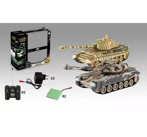 Танковий бій на радіокеруванні 99821 (8/2) 2 танки, акумулятори 4.8 V, пульти 2.4 GMHz, звуки, підсвічування, гумові гусені, рухлива башта, в коробці Танковий бій на радіокеруванні 99821 (8/2) 2 танки, акумулятори 4.8 V, пульти 2.4 GMHz, звуки, підсвічування, гумові гусені, рухлива башта, в коробці