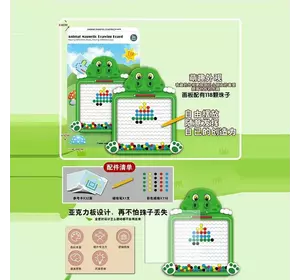 Мозаїка W 6510 (60) магнітна, стилус, кольорові кульки, 16 двосторонніх карток із завданнями, розмір - 25х2.5х40 см, у коробці Мозаїка W 6510 (60) магнітна, стилус, кольорові кульки, 16 двосторонніх карток із завданнями, розмір - 25х2.5х40 см, у коробці