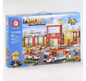 Конструктор FC 3108 E (12/2) “Пожарная станция”, 872 детали, помповая накачка воды, в коробке