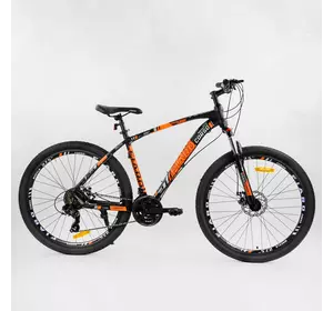Велосипед Спортивный CORSO «FIARO» 27.5" дюймов 62935 (1) цвет ОРАНЖЕВЫЙ, рама алюминиевая, оборудование Shimano 21 скорость, собран на 75