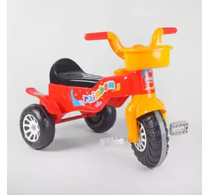 Велосипед трёхколёсный 07-116 (1) “Pilsan” цвет Красно-желтый, пластиковые колеса с прорезиненной накладкой, пищалка, корзинка, в пакете