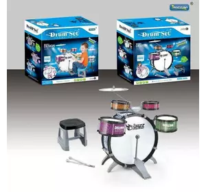 Барабанна установка L 552 (12) стільчик, 4 барабани, 1 барабан із педаллю, 2 палички, 1 металевий диск, в коробці Барабанна установка L 552 (12) стільчик, 4 барабани, 1 барабан із педаллю, 2 палички, 1 металевий диск, в коробці