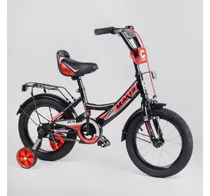 Велосипед 14" дюймов 2-х колёсный "CORSO" MAXIS-14710 (1) ручной тормоз, звоночек, сидение с ручкой, доп. колеса, СОБРАННЫЙ НА 75, в коробке