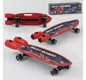 Скейтборд S-00710 Best Board (4) с музыкой и дымом, USB зарядка, аккумуляторные батарейки, колеса PU со светом 60х45мм
