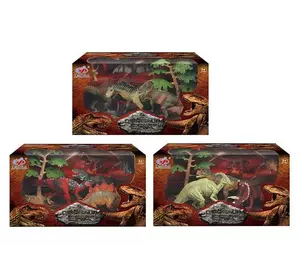 Набор динозавров Q 9899-208 (24/2) 3 вида, 7 элементов, 5 динозавров, аксессуары, в коробке