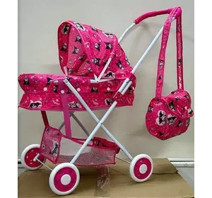 Візок для ляльок TK 55-420 (24/2) "TK Group", складна конструкція, сумочка, кошик, пупс до 45 см, металевий каркас, в пакеті Візок для ляльок TK 55-420 (24/2) "TK Group", складна конструкція, сумочка, кошик, пупс до 45 см, металевий каркас, в пакеті