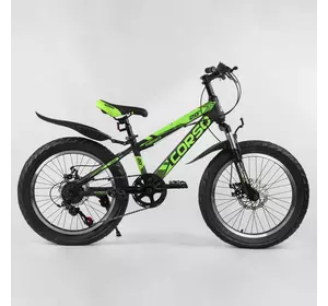 Детский спортивный велосипед 20’’ CORSO «AERO» 79901 (1) V2 ПОЛУФЭТ, стальная рама 11.5``, передний переключатель Shimano, задний Saiguan, 7 скоростей