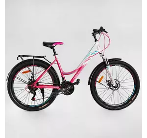 Велосипед Спортивный CORSO «URBAN» 26" дюймов UR-74105 (1) рама металлическая 18``, SunRun 21 скорость, крылья, багажник, собран на 75