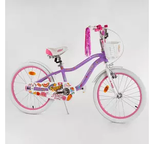 Велосипед 20" дюймов 2-х кол. "CORSO Sweety" SW-20714 / 207140 (1) ФИОЛЕТОВЫЙ, алюминиевая рама 11’’, ручной тормоз, украшения, собран на 75
