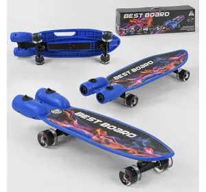 Скейтборд S-00605 Best Board (4) с музыкой и дымом, USB зарядка, аккумуляторные батарейки, колеса PU со светом 60х45мм
