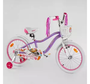 Велосипед 16" дюймов 2-х кол. "CORSO Sweety" SW - 16144 / 161442 (1) ФИОЛЕТОВЫЙ, алюминиевая рама 9’’, ручной тормоз, украшения, собран на 75