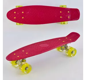 Скейт Пенни борд 0220 (8) Best Board, КРАСНЫЙ, доска=55см, колёса PU со светом, диаметр 6см