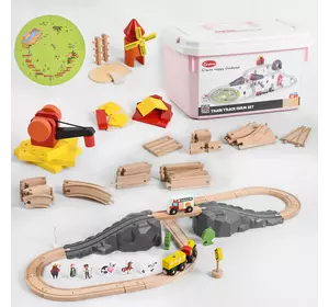 Железная дорога C 46259 (4) “Ферма”, 69 деталей, на магнитах паровоз и 2 вагона, 2 машинки, 3 фигурки людей, 3 фигурки животных, в чемодане Железная дорога C 46259 (4) “Ферма”, 69 деталей, на магнитах паровоз и 2 вагона, 2 машинки, 3 фигурки людей, 3 фигурки животных, в чемодане