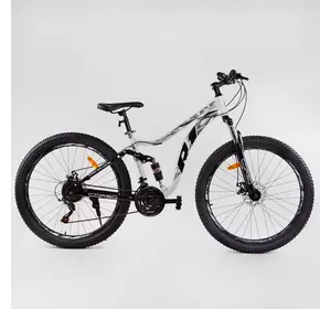 Велосипед спортивный CORSO «R1», 27,5`` дюймов 38307 (1) ПОЛУФЭТ, стальная рама 17” с амортизатором, Shimano 21 скорость, собранный на 75