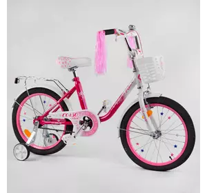 Велосипед 18" дюймов 2-х колёсный "CORSO Fleur" FL - 19007 (1) U-образная стальная рама, ручной тормоз, корзинка, украшения, собран на 75