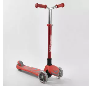 Самокат трехколесный Y-00325 (4) Best Scooter, КРАСНЫЙ, складной алюминиевый руль, 4 колеса PU со светом, d=12 см