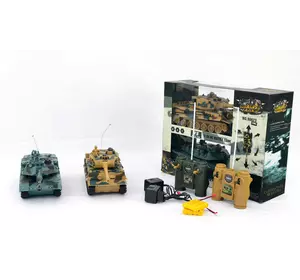 Танковий бій на радіокеруванні 99823 (8/2) 2 танки, акумулятори 4.8 V, пульти 2.4 GMHz, звуки, підсвічування, гумові гусені, рухлива башта, в коробці Танковий бій на радіокеруванні 99823 (8/2) 2 танки, акумулятори 4.8 V, пульти 2.4 GMHz, звуки, підсвічування, гумові гусені, рухлива башта, в коробці