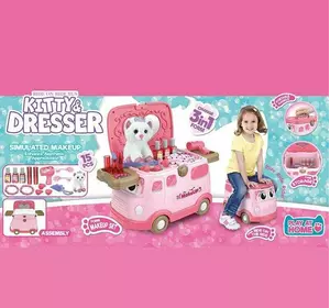 Трюмо 661-3002 (12) "Автобус", машинка, імітація косметики, прикраси, фен, м`яка іграшка, в коробці Трюмо 661-3002 (12) "Автобус", машинка, імітація косметики, прикраси, фен, м`яка іграшка, в коробці