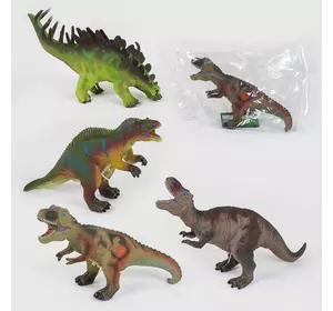 Динозавр музыкальный Q 9899-502 А (48/2) 4 вида, мягкий, резиновый, 35 см, в пакете