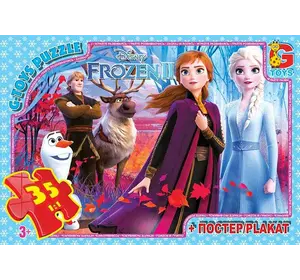 гр Пазлы 35 эл. "G Toys" "Frozen" FR 037 (62) +постер, размер элемента 5х5см, размер собранной картинки 30х21, в коробке