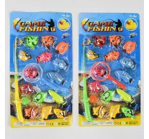 Рыбалка 118-14 (72/2) магнитная, 2 цвета, сачок, 14 рыбок, на листе