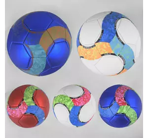 Мяч футбольный С 40060 (60) 5 видов, размер №5, материал PU, матовый, 350 грамм, баллон резиновый