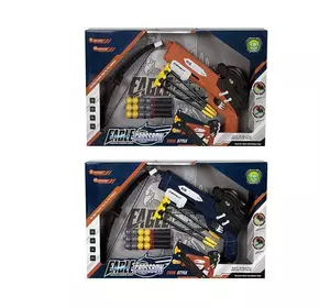 Арбалет 949-14 (36/2) 2 кольори, 3 режими, світло, механічний принцип, звук орла, 3 стріли з присосками, 4 м’які патрони, 12  кульок, в коробці Арбалет 949-14 (36/2) 2 кольори, 3 режими, світло, механічний принцип, звук орла, 3 стріли з присосками, 4 м’які патрони, 12  кульок, в коробці