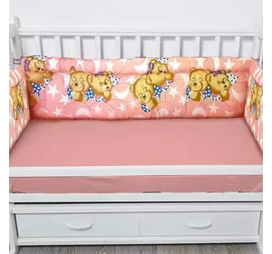 гр М`які борти в ліжечко 3002301 "Сплячий ведмедик" 30 см. полікоттон, колір рожевий  (1) "Homefort"