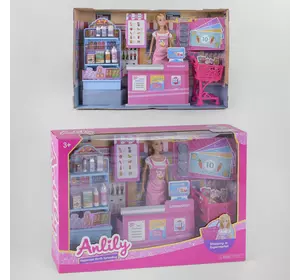 Кукла 99281 (12) Магазин, тележка, аксессуары, в коробке