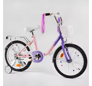 Велосипед 18" дюймов 2-х колёсный "CORSO Fleur" FL - 97014 (1) U-образная стальная рама, ручной тормоз, корзинка, украшения, собран на 75