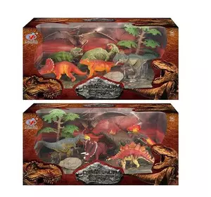 Набор динозавров Q 9899-227 (12/2) 2 вида, 8 элементов, 6 динозавров, аксессуары, в коробке
