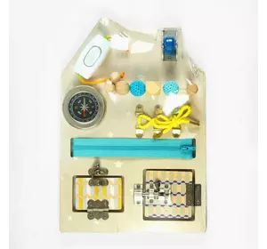 Бізіборд дерев`яний C 64871 (22) компас, шнурівка, змійка, замочки, колесо, перемикач, в коробці Бізіборд дерев`яний C 64871 (22) компас, шнурівка, змійка, замочки, колесо, перемикач, в коробці