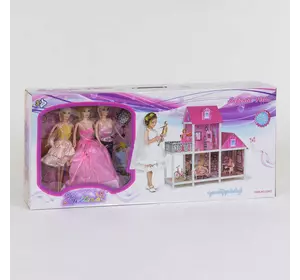 Домик кукольный 66883 (3) 2 этажа, 3 куклы, в коробке