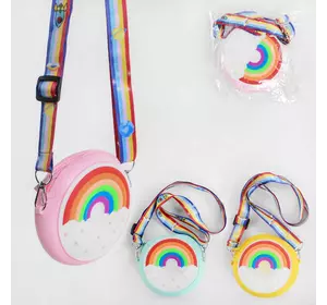 Детская сумочка-кошелёк C 50148 (300) “Радуга” 3 цвета, силкиконовая, на змейке, 1 отделение, регулируемая ручка