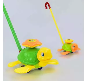 Каталка 0361 (72/2) "Черепашка" на паличці рухає ніжками, з брязкальцем, 2 кольори, в пакеті Каталка 0361 (72/2) "Черепашка" на паличці рухає ніжками, з брязкальцем, 2 кольори, в пакеті
