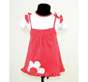 гр КП-204 "1" /р.74/ /красный/ Комплект для девочки : сарафан на завязках, футболка гр КП-204 "1" /р.74/ /красный/ Комплект для девочки : сарафан на завязках, футболка