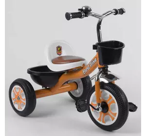 Велосипед 3-х колёсный LM-5207 "Best Trike" (1) ОРАНЖЕВЫЙ, пено колесо, метал. рама, звоночек, 2 корзины, переднее d=26см, заднее d=20см, в коробке