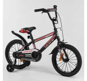 Велосипед 16" дюймов 2-х колёсный  "CORSO" ST-16700 (1) стальная рама, стальные противоударные диски с усиленной спицей, собран на 75