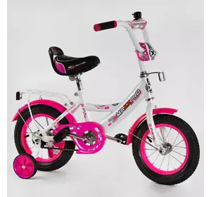 Велосипед 12" дюймов 2-х колёсный MAXXPRO-N12-5 (1) ножной тормоз, звоночек, сидение с ручкой, доп. колеса, багажник, СОБРАННЫЙ НА 75, в коробке