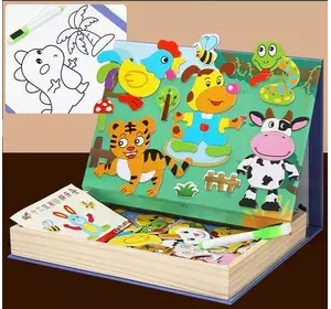 Дерев`яна магнітна дошка C 74019 (32) “Тварини”, картки із завданнями, дошка пиши-стирай, в коробці Дерев`яна магнітна дошка C 74019 (32) “Тварини”, картки із завданнями, дошка пиши-стирай, в коробці