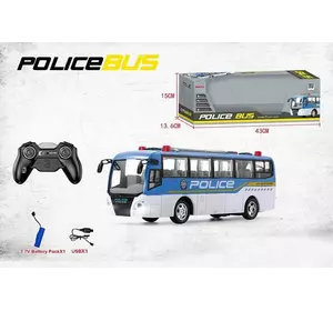 Автобус на радиоуправлении 666-690 NA (36) “Полиция”, подсветка, аккумулятор 3.7V, управление 2.4GHz, в коробке