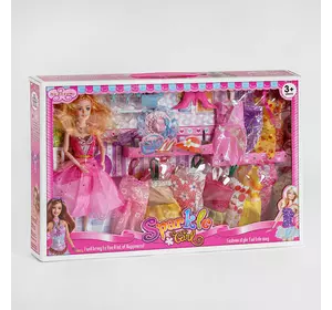 Кукла с нарядом СН 663 А (24/2) в коробке, 14 платьев, аксессуары