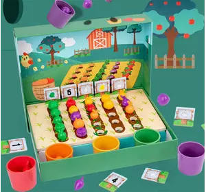 Логічна гра C 72529 (22) дерев’яна основа, 5 чаш для сортування, 25 гумових овочів, 10 двосторонніх карток із завданнями Логічна гра C 72529 (22) дерев’яна основа, 5 чаш для сортування, 25 гумових овочів, 10 двосторонніх карток із завданнями